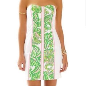 Lilly Pulitzer Angela Dress Seeing Pink Elephant Strapless